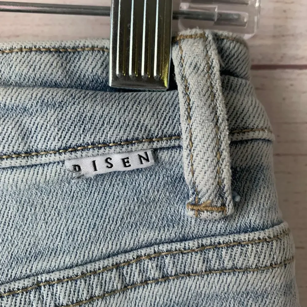 Risen Los Angeles Denim Jean Shorts Light Washed Distressed Size 7/28